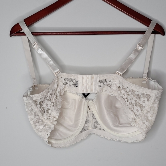 Rene Rofe Cream underwire Bra floral lace overlay 42D - Picture 3 of 11